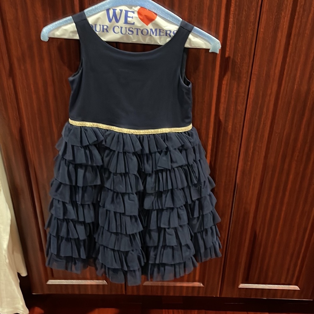 Janie and Jack Navy TIERED RUFFLE TULLE DRESS